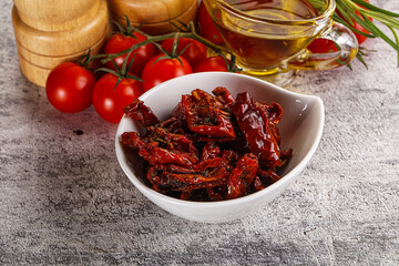 Homemade dry tomatoes with oil