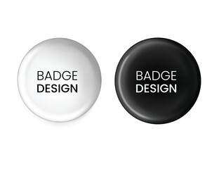 Realistic White Black Badge Set Mockup Template
