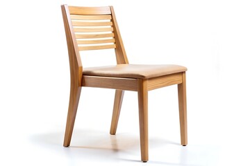 Modern Wooden Chair with Simple, Sleek Design on White Background