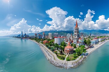 Naklejka premium Aerial view of Batumi, Georgia. Batumi is the capital of Georgia.