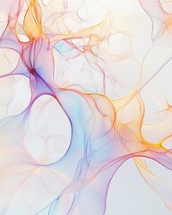 Glowing neural pathways forming an interconnected network, designed in an ethereal pastel palette, set against a clean white background with a sense of motion and depth  