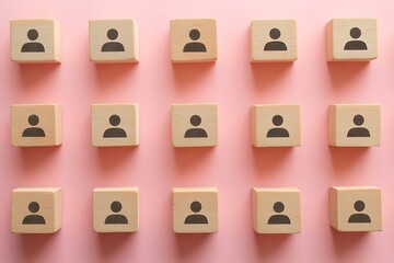 Teamwork Staff Symbol Pink Geometric Person Icons