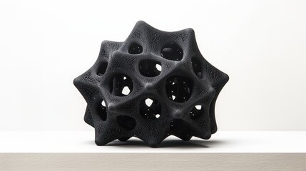 3d object with a black futuristic design on a white background
