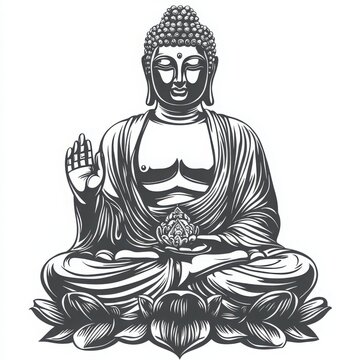 seated buddha monochrome style clip art preview