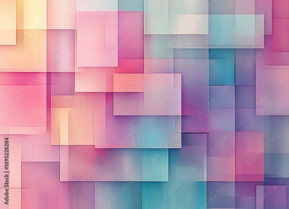 Poster a beautiful abstract background featuring colorful geometric shapes in soft pastels with a smooth gr