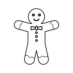 Gingerbread man holiday cookie or biscuit pictogram flat style vector icon for food apps and websites, vector illustration isolated on white