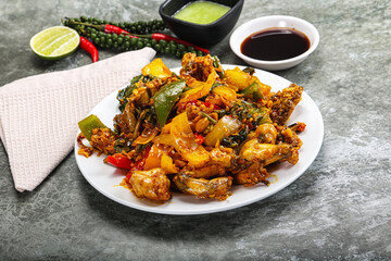 Vietnamese cuisine - fried frog with vegetables