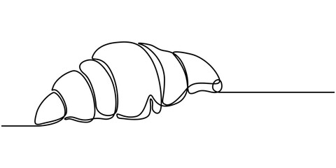 National Croissant Day in one continuous line. One line drawing, minimalism. Vector illustration. Continuous one line drawing of croissant for logo in minimalist style. Hand drawn french pastry line 