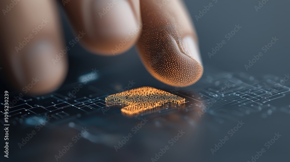 Aufkleber fingerprint scan digital security biometric authentication technology future