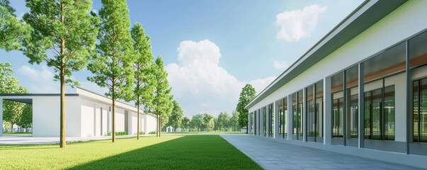 Naklejka premium An interactive AR hologram of a green dormitory equipped with solar water heating and eco-friendly insulation.