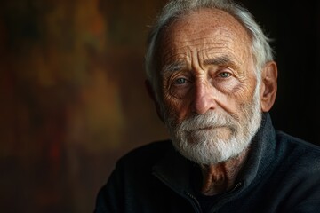 Obraz premium portrait photography, elderly person in modern, brightly lit portrait against plain backdrop with space for text