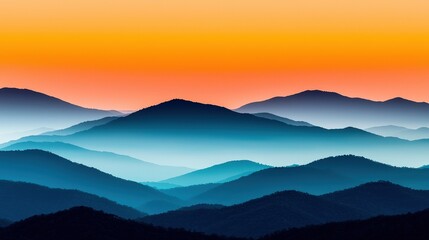 Majestic Mountain Range at Sunset Blue Ridge Landscape Photography