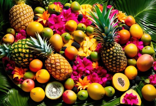 vibrant preparations fresh fruit colorful settings dynamic arrangement engaging visual appeal, display, style, summer, bowl, appetizing, menu, harvest