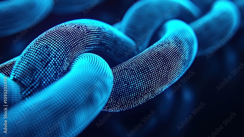 Aufkleber futuristic blue digital chain link technology network connection data abstract background