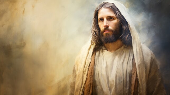 Abstract grunge background featuring a portrait of jesus christ with space for text or image