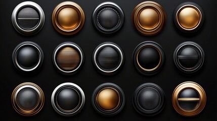 Elegant Collection of Gold and Black Circular Buttons