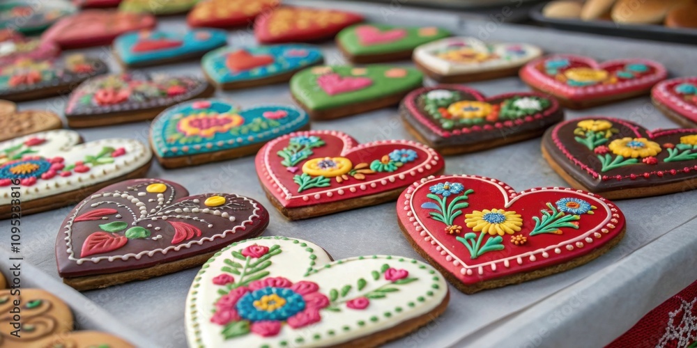 Poster Amulet Display A closeup view of a vendors table covered with a variety of sshaped amulets each decorated with intricate patterns and bright colors catching the attention of