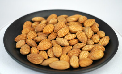 One plate of fresh almonds