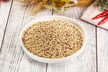 Raw dry quinoa seeds cereal