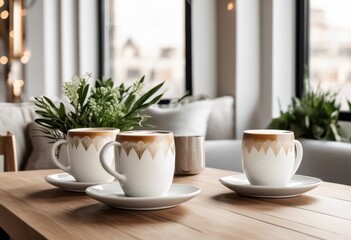 exploration stylized latte art designs displayed minimalist settings elegant decor neutral color palettes, coffee, cup, beverage, foam, pattern, table