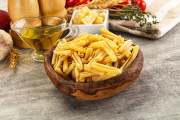 Raw dry Italian pasta - casarecce