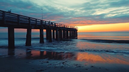Close up of old wooden breakwater panels on the Curonian Spit, twilight sky in the background. Ai generated image