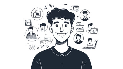 Social Media Marketing: Icons, Graphics, and Virtual Vectors & Illustrations Concepts