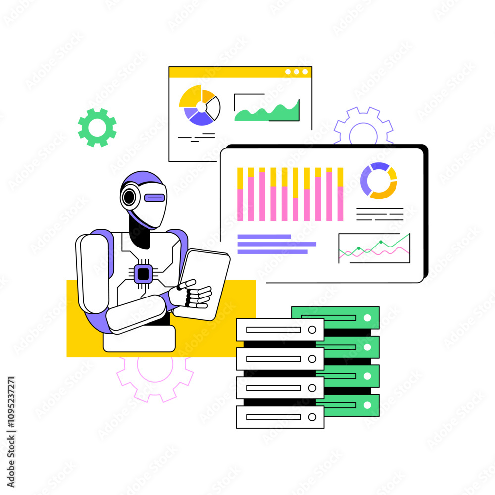Poster ai-supported predictive modeling abstract concept vector illustration.
