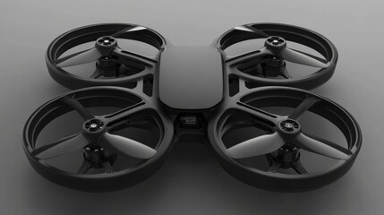 High-Tech Black Drone Hovering in Studio