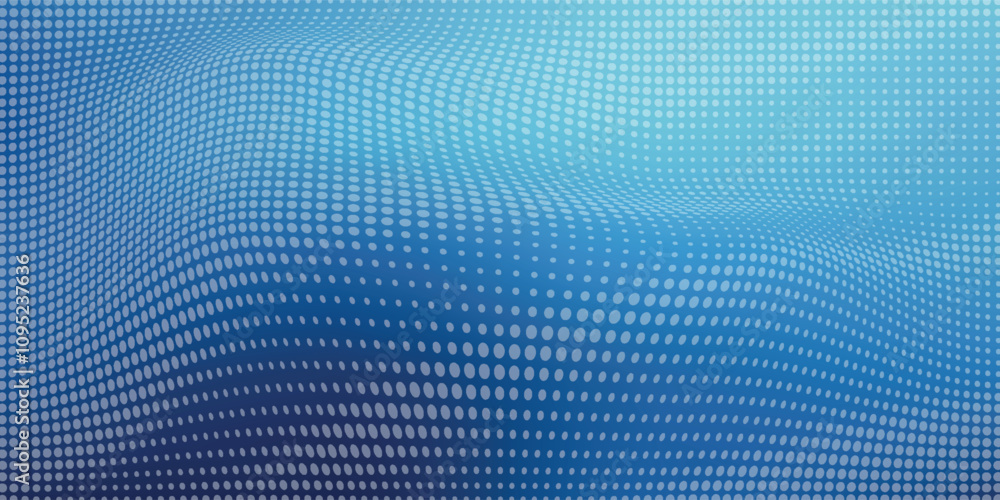 Poster dots halftone blue color pattern gradient texture with technology digital background. dots pop art c