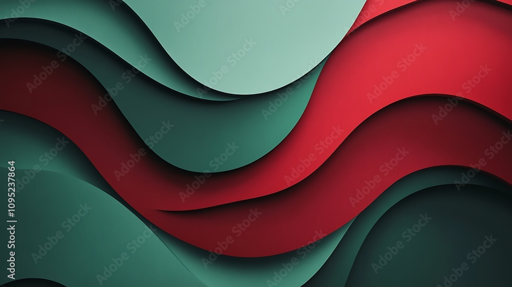 Poster modern flat design featuring a professional abstract red and green background, creating a sleek and 