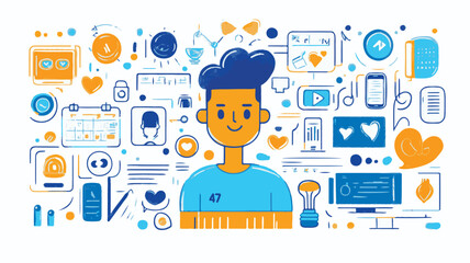 Social Media Marketing: Icons, Graphics, and Virtual Vectors & Illustrations Concepts