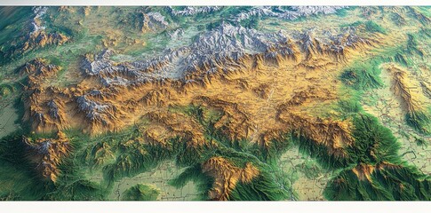 Aerial View of a Vast Mountain Range and Surrounding Terrain