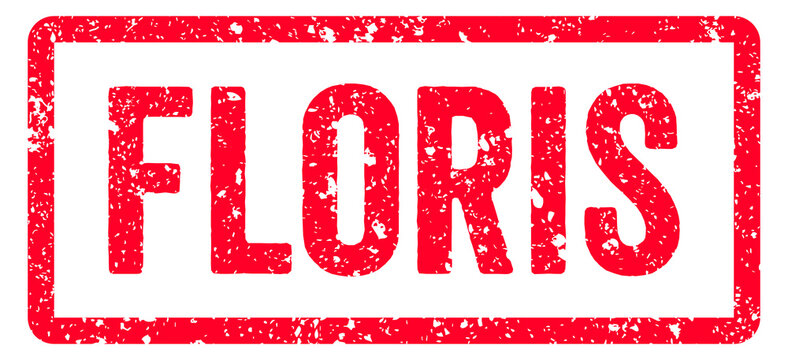 Floris Stamp Transparent Seal, Red Grunge Floris Word Rubber Stamp Seal Text Effect