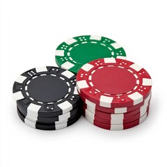 Macro Shot of Poker Chips Isolated on White Background