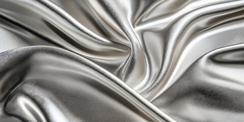 Naklejka premium Soft, luxurious silver fabric with gentle folds that evoke elegance and sophistication in design.