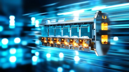 Obraz premium Digital illustration of an electric breaker tool in a futuristic colorthemed background