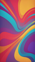 Scarlet, Turquoise, Violet, Mustard vertical Geometric Abstract Design with Neon Glow, Grainy Texture, and Smooth Color Transitions