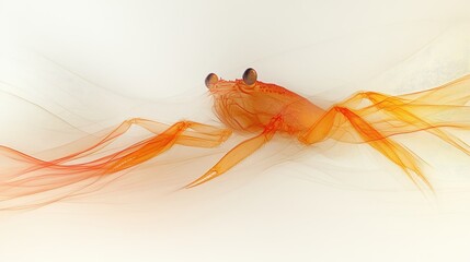 on a white background, orange transparent abstract shrimp pattern