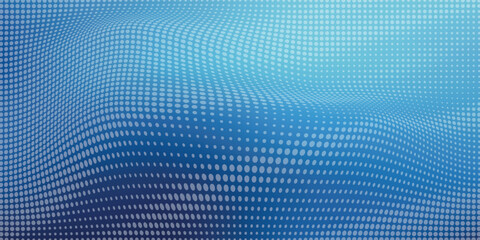 Fototapeta premium Dots halftone blue color pattern gradient texture with technology digital background. Dots pop art comics with nature graphic design.