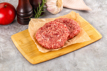 Raw round beef cutlet minced meat
