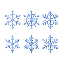 set of snowflakes on transparent background.