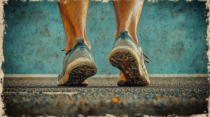 Vintage Running Shoes on Asphalt