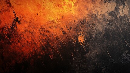 Obraz premium Abstract orange and black grunge background texture with scratches