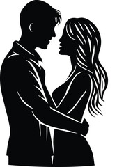 couple in love silhouettes vector illustration