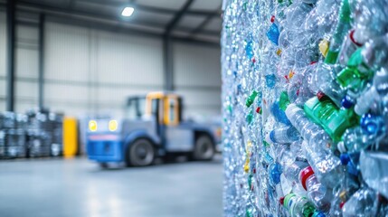 Plastic Recycling Plant Bottles, Warehouse, Logistics, Transportation, Sustainability