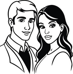 romantic couple silhouette vector style