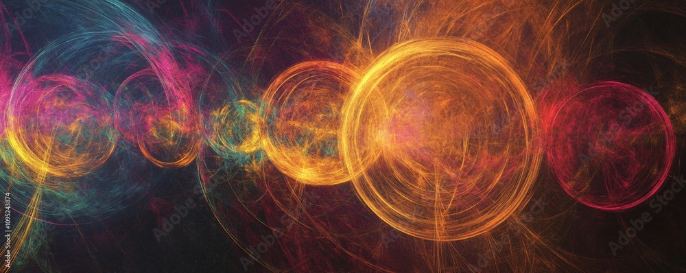 Poster colorful abstract circular shapes creating stunning visuals