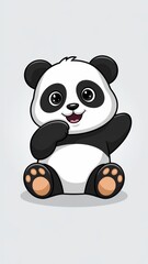 Fototapeta premium Cheerful Cartoon Panda Vector Icon with Playful Expression Generative AI