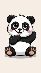 Fototapeta premium Cheerful Cartoon Panda Vector Icon with Playful Expression Generative AI